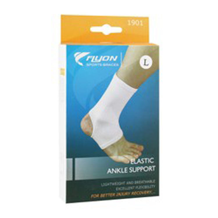 Flyon Large White Elastic Ankle Support (26.7-31.1cm)
