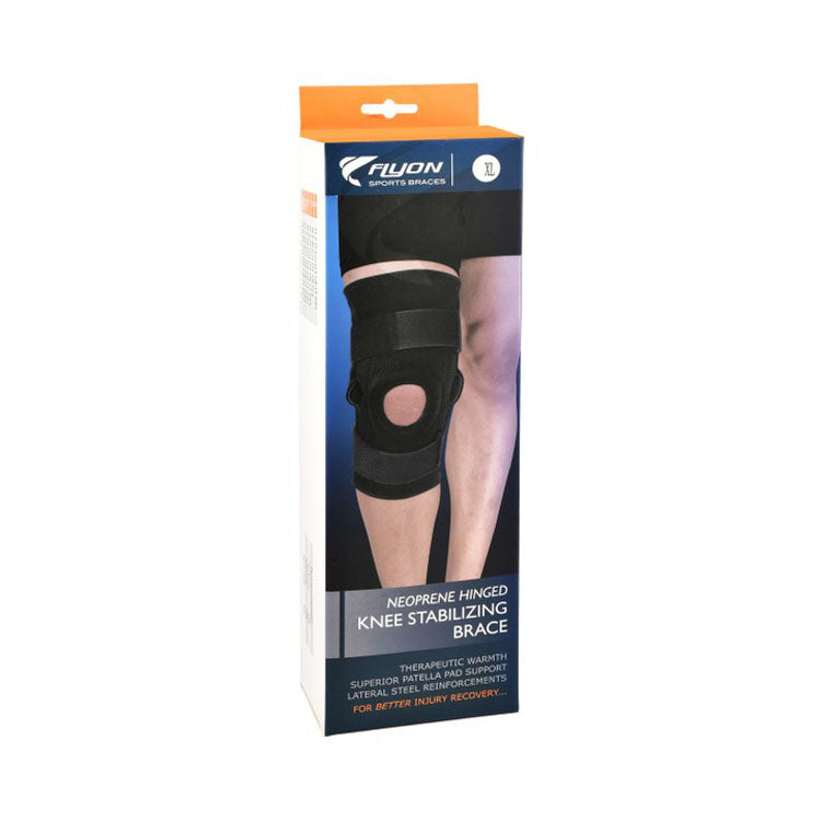 دعامة تثبيت الركبة المفصلية من النيوبرين الأسود من فلايون XL (46-50.2 سم)