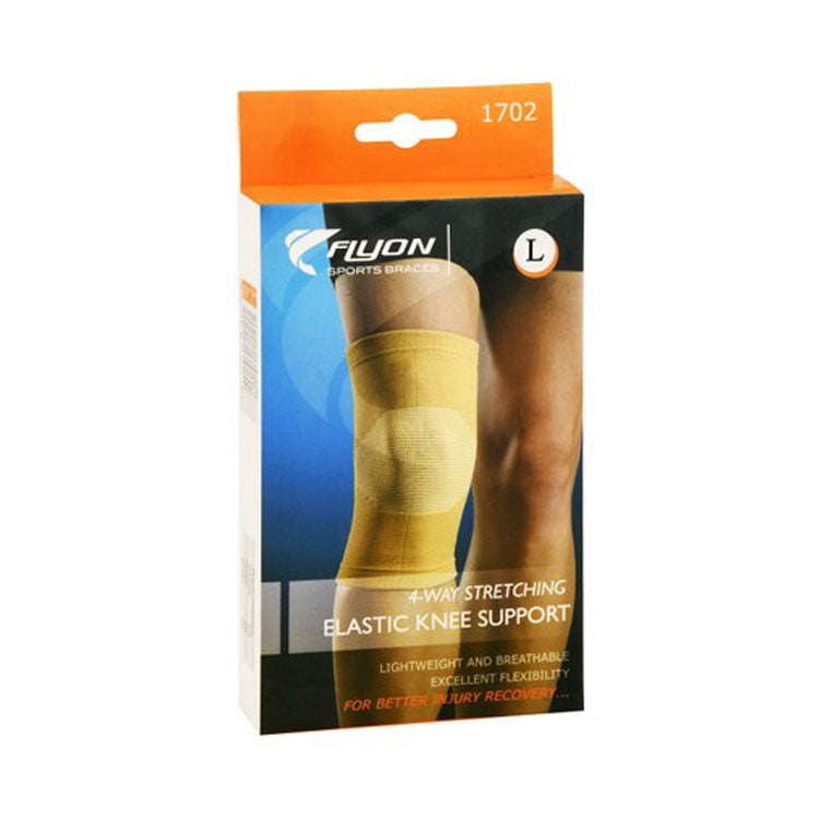 دعامة الركبة المرنة القابلة للتمدد في أربعة اتجاهات من فلايون، لون بيج كبير (41-45.1 سم)