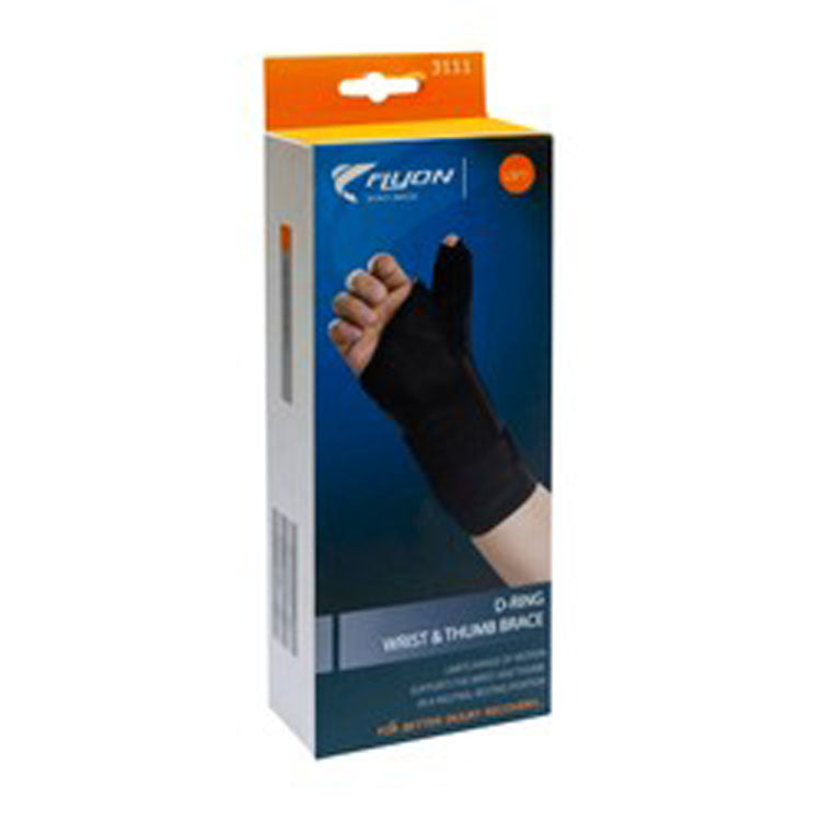 Flyon One Size D Ring Wrist & Thumb Brace for Left Hand 1 pcs