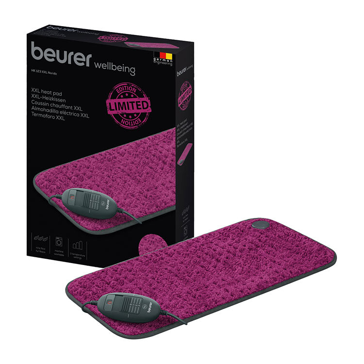 Beurer Wellbeing 2XL Fur Fleece Electric Heat Pad - Fuchsia, HK 123 Nordic