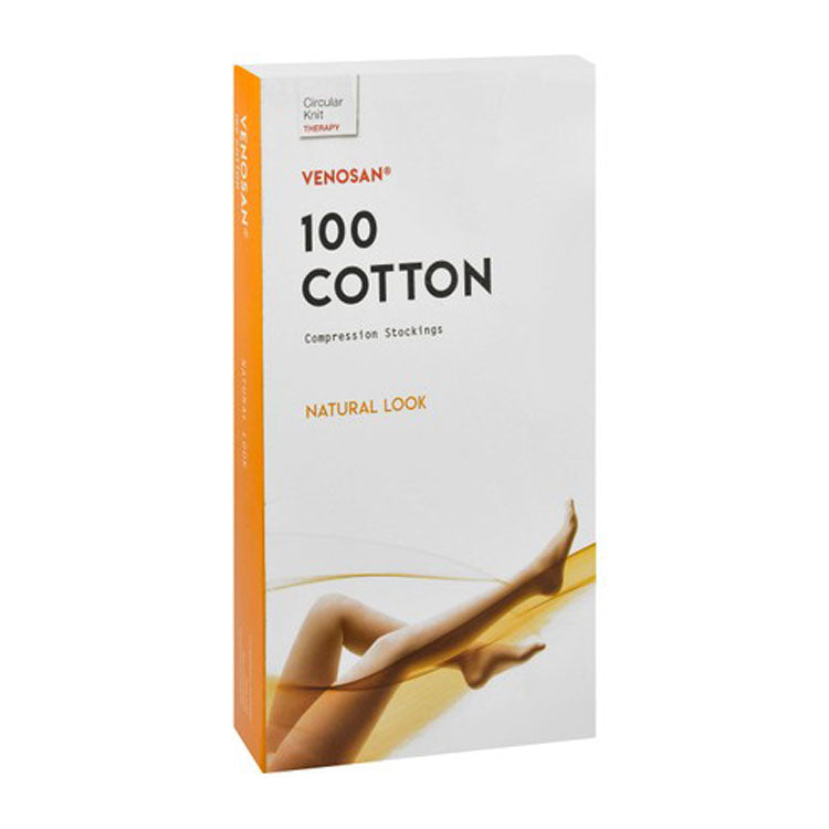 جوارب ضغط قطنية متوسطة الحجم من فينوسان ١٠٠، ذات مظهر طبيعي، تصل إلى أسفل الركبة