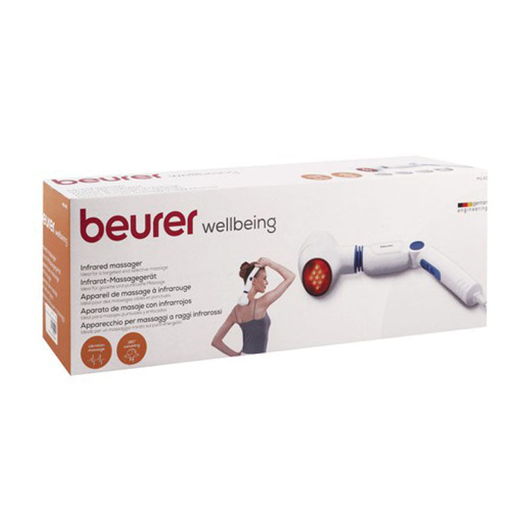 جهاز تدليك بالأشعة تحت الحمراء من بيورر MG40 مع 4 ملحقات قابلة للتبديل - أبيض وأزرق