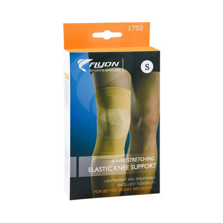 Flyon Small Beige 4 Way Stretching Elastic Knee Support (33.3-37.5cm)