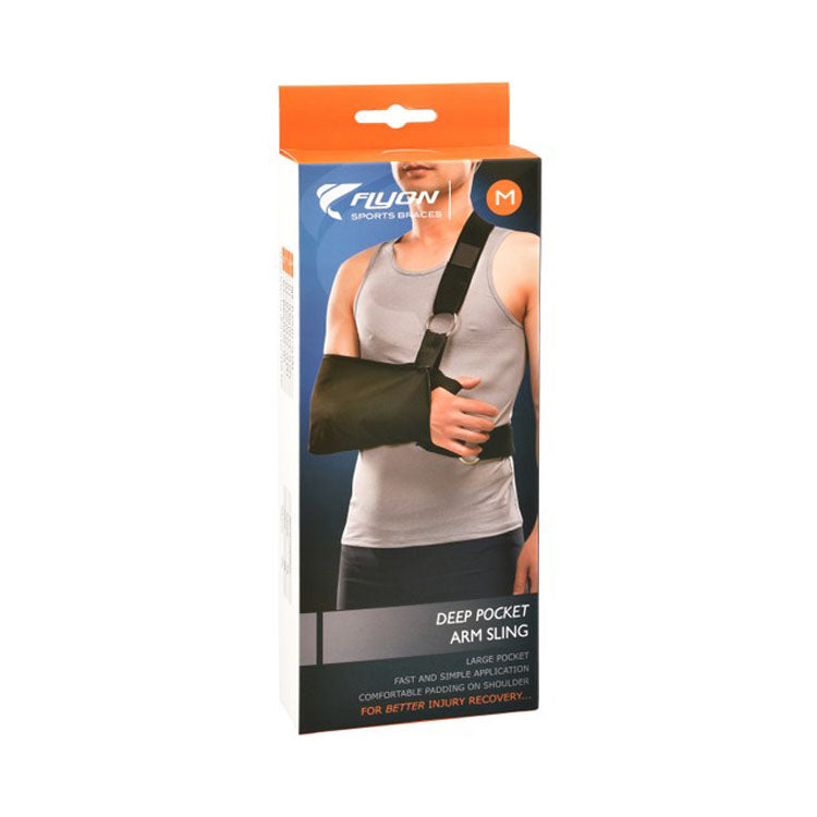 Flyon Medium Black Deep Pocket Arm Sling (31.1-34.3cm)