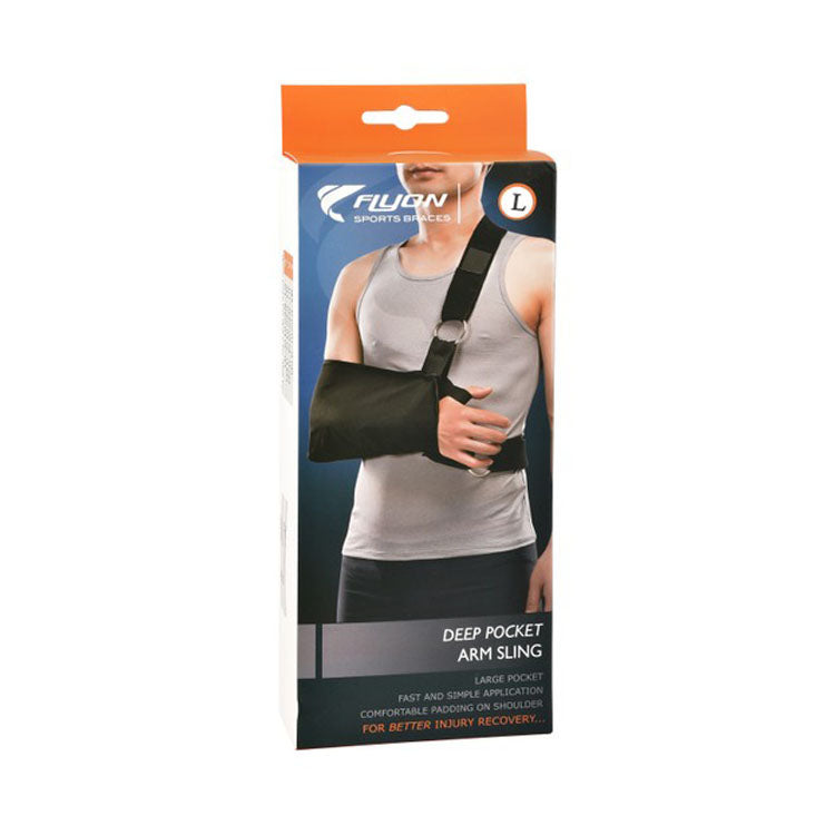 Flyon Large Black Deep Pocket Arm Sling (34.3-37.5cm)