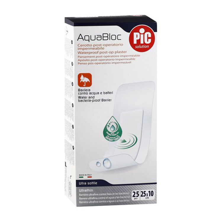 Pic Solution Aquabloc Waterproof Post-Operative Plasters with Antibacterial Pad (25x10cm) 25 per pack