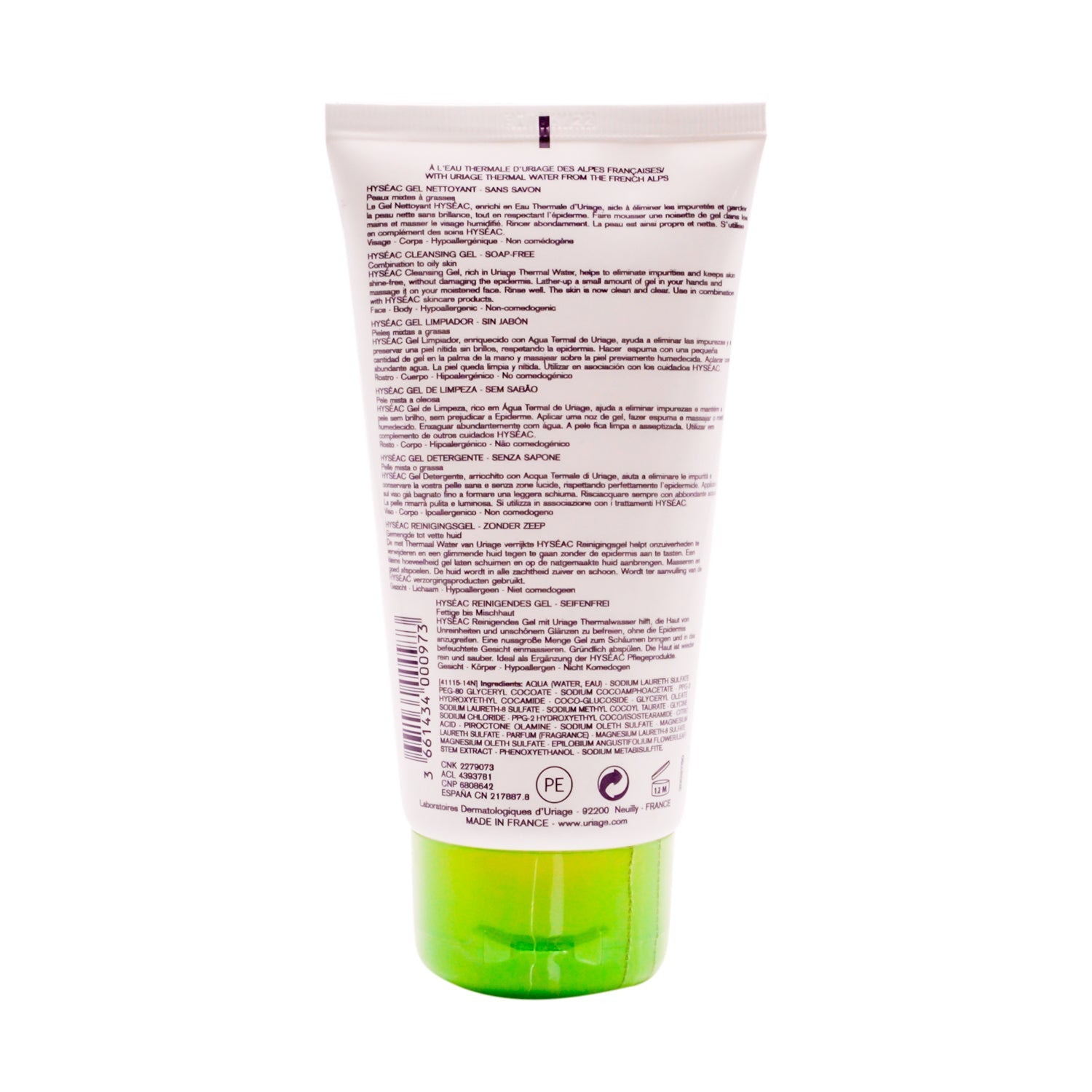 Uriage Eau Thermale Hyseac Hypoallergenic Face & Body Cleansing Gel for Combination to Oily Skin - soap free