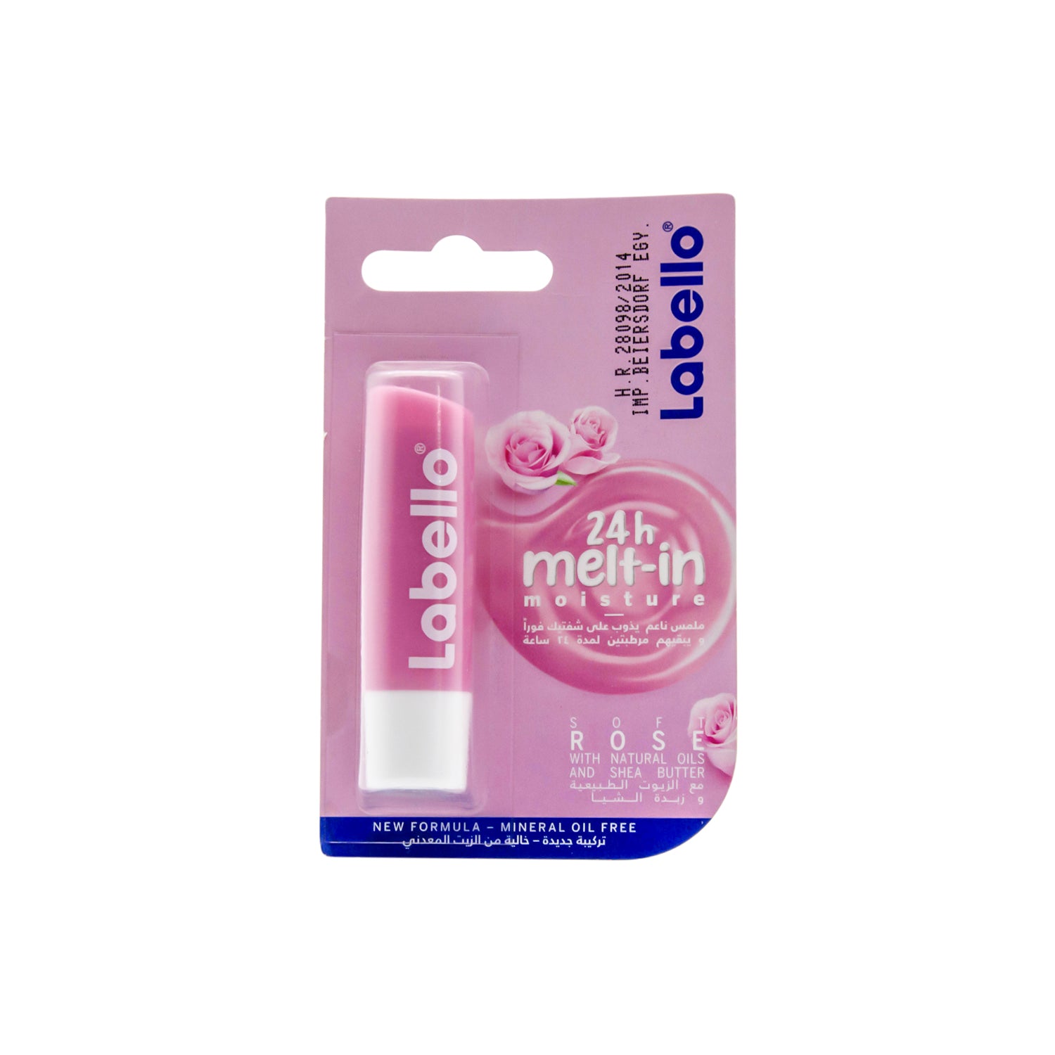 Labello 24H Melt-In Soft Rose Moisturizing Lip Balm - mineral oil free