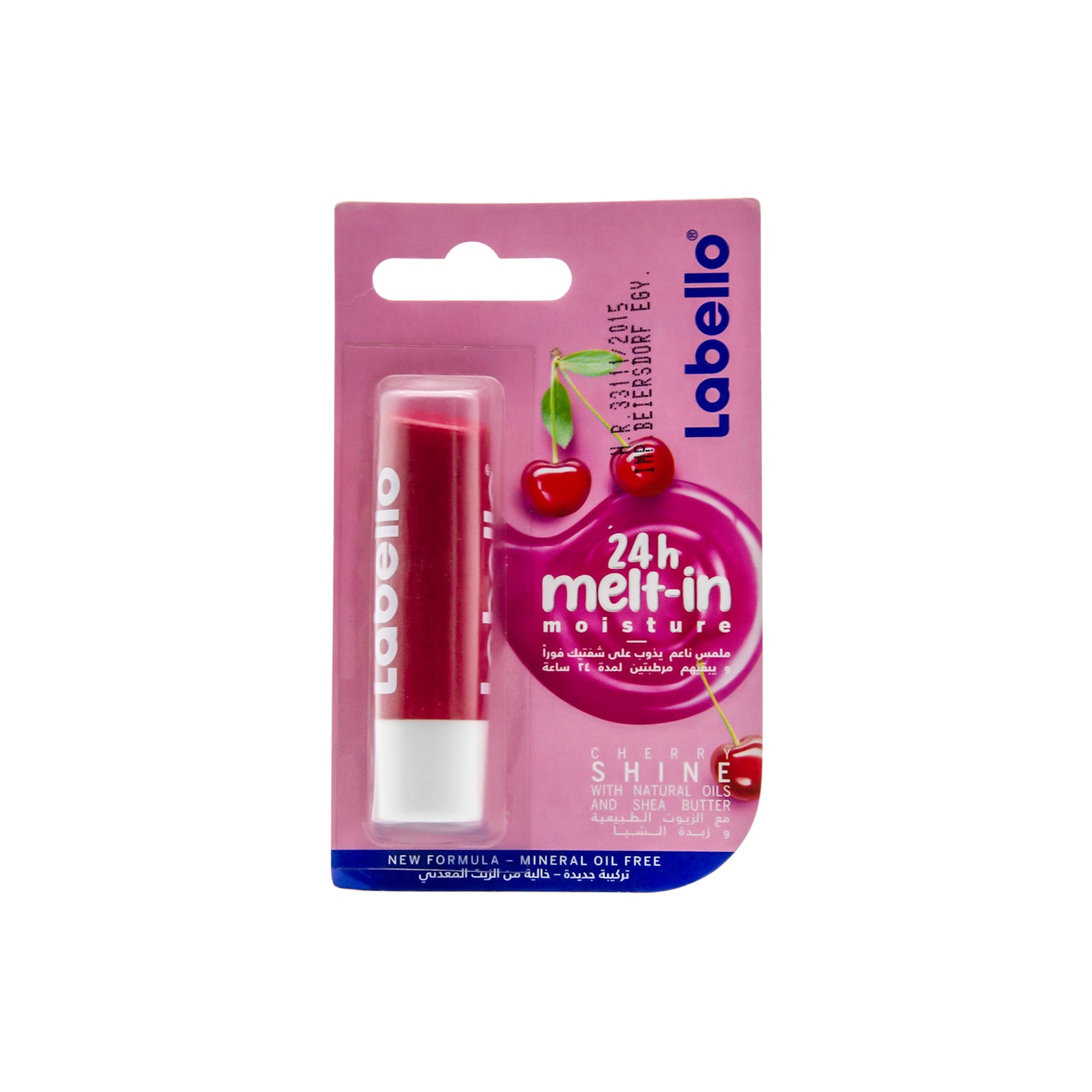 Labello 24H Moisturizing Cherry Shine Ruby Red Tinted Lip Balm with Shea Butter, Natural Oils & Vitamins - vegan, mineral oil free