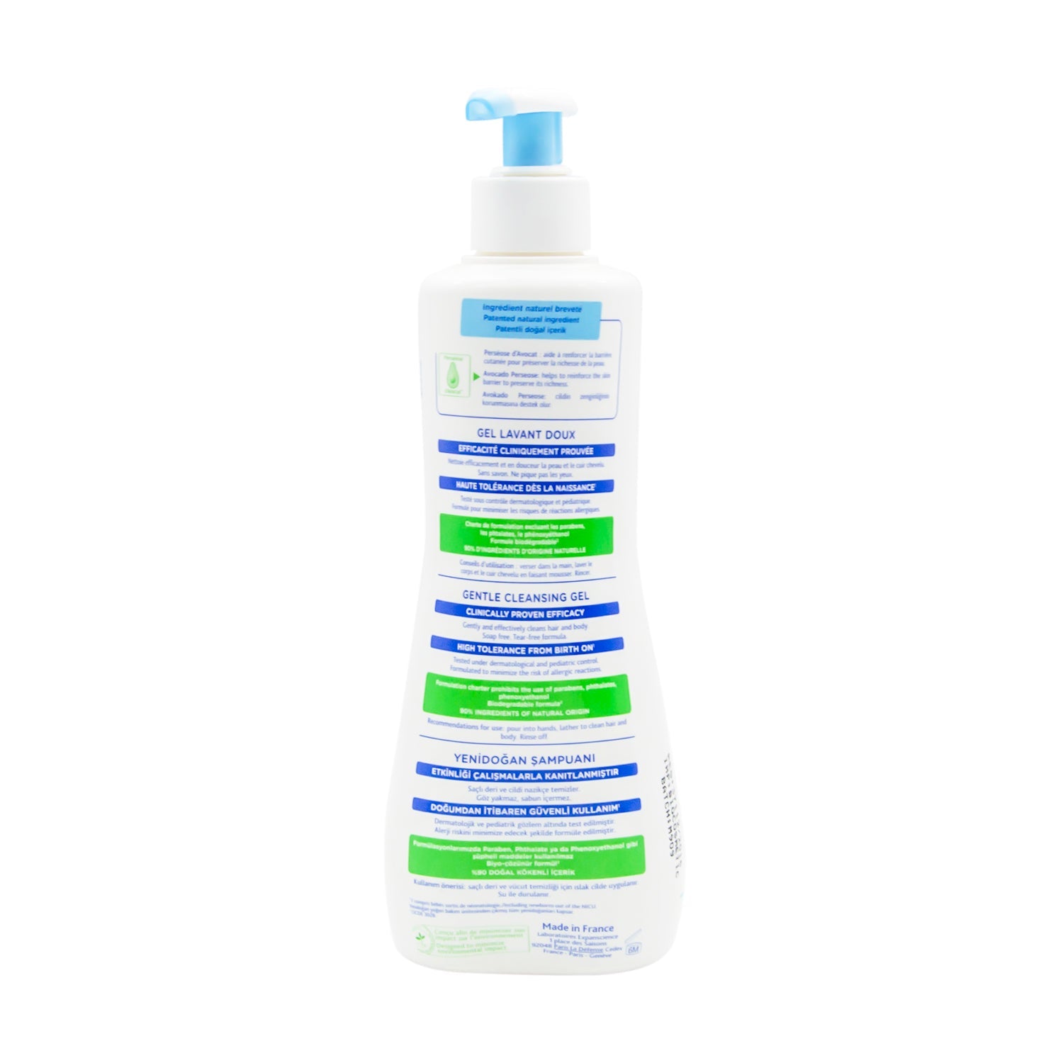 Mustela Baby Hair & Body Cleansing Gel with Organic Avocado Extract for Normal Skin - vegan, animal ingredient free