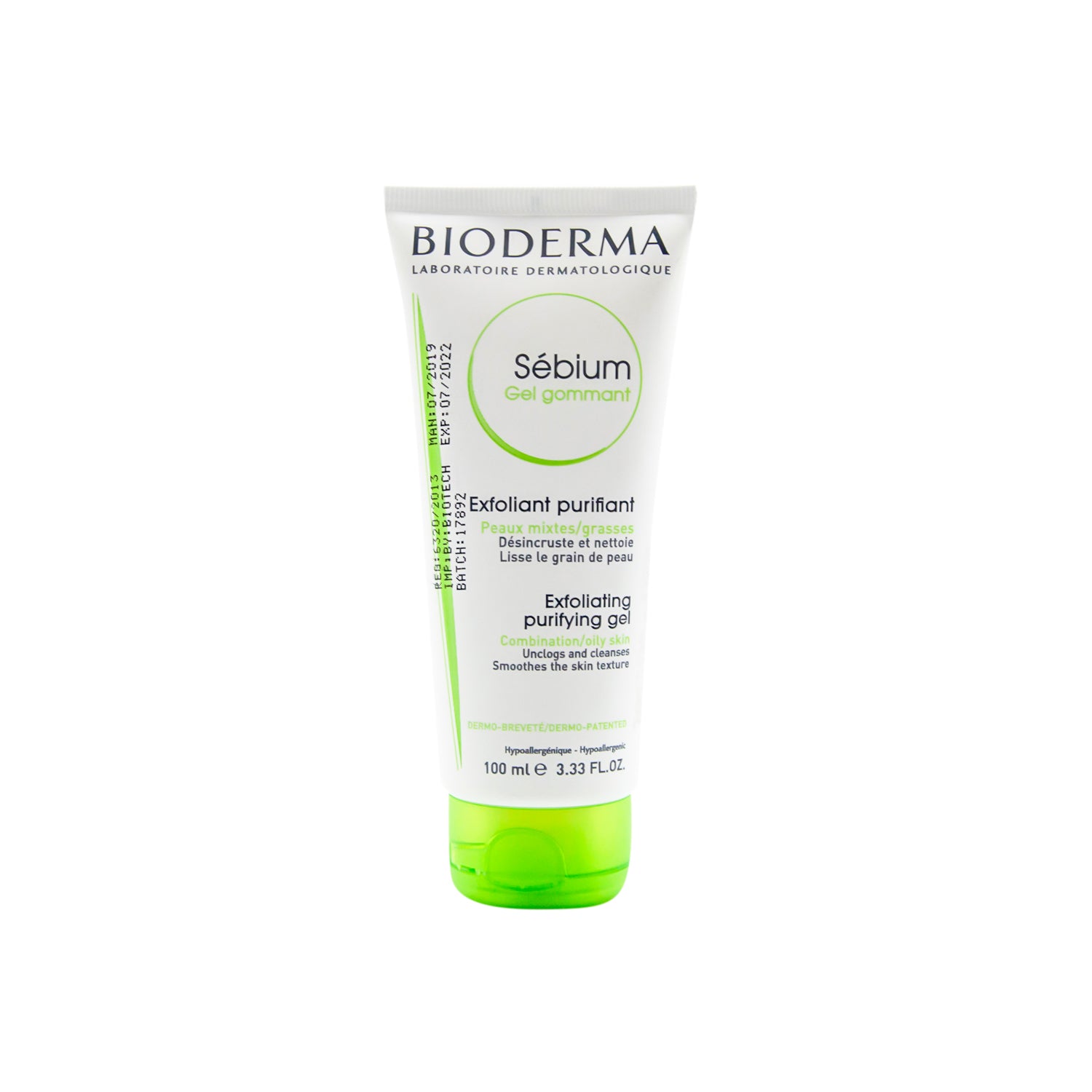 جل بيوديرما سيبيوم المقشر والمنقي للوجه، مضاد للحساسية، للبشرة المختلطة والدهنية - لا يسد المسام