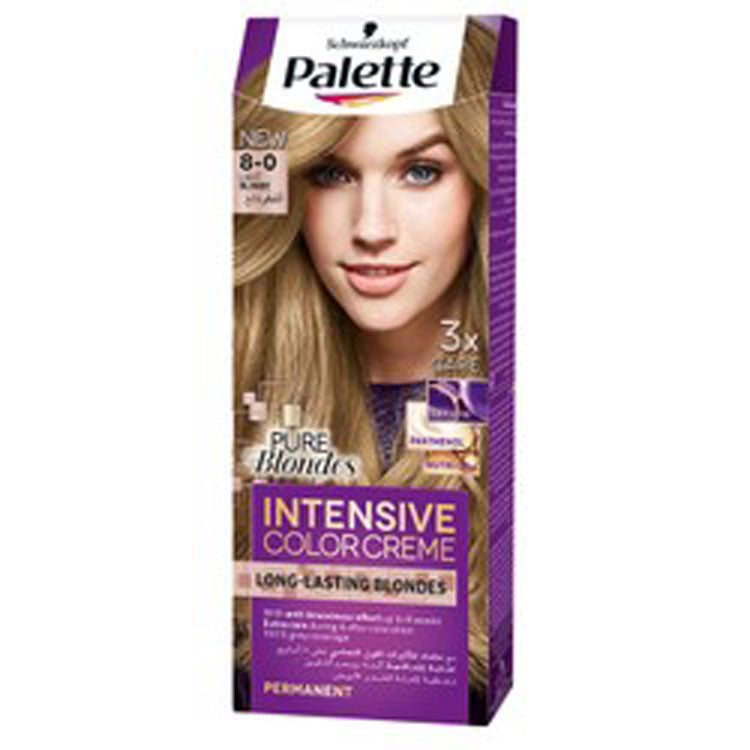 Schwarzkopf Palette Intensive Permanent Hair Color Cream with Keratin, Panthenol & Nutri-Oil Light Blonde 8-0