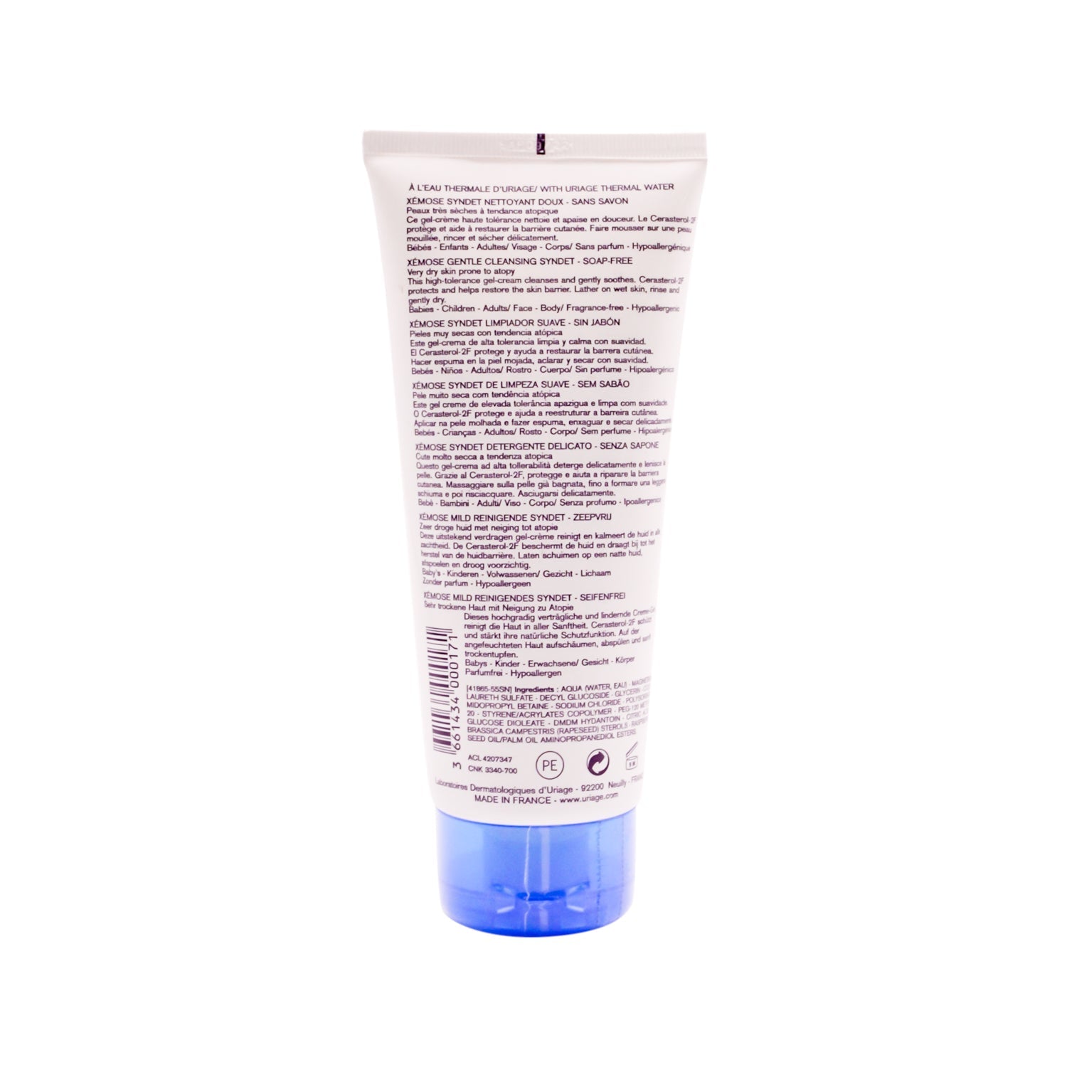 Uriage Eau Thermale Xemose Hypoallergenic Soothing Face & Body Cleanser for Very Dry & Atopic Skin - soap free, fragrance free
