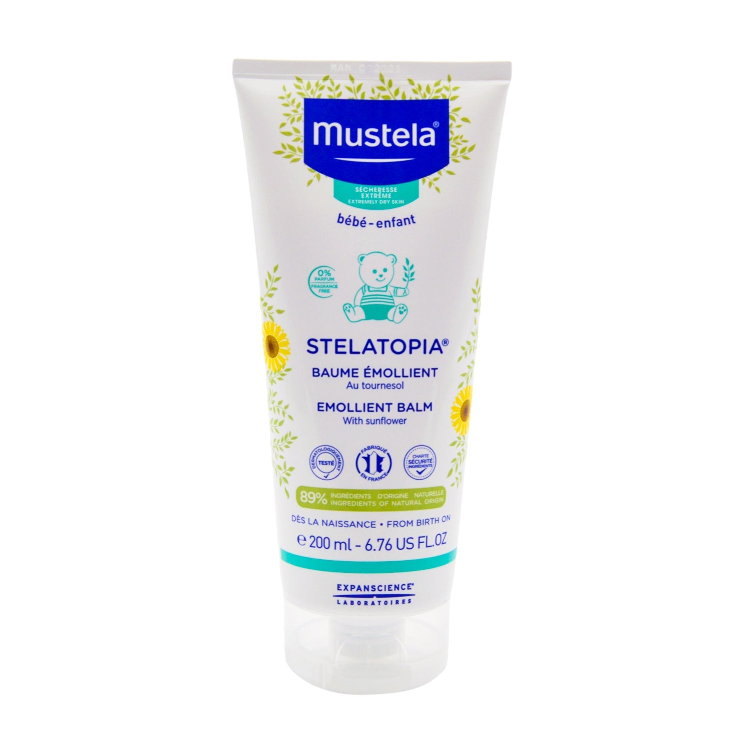 Mustela Stelatopia Baby Emollient Body Balm with Sunflower for Extremely Dry Skin (0+ Months) - perfume free, fragrance free