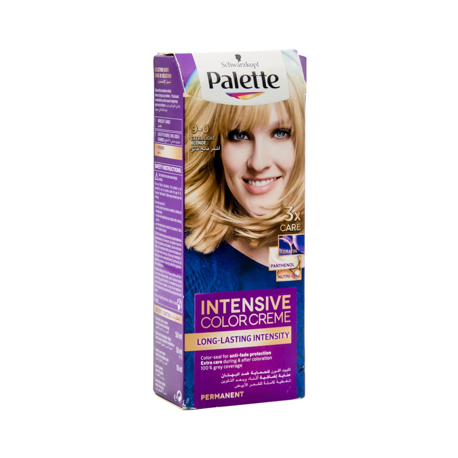 Schwarzkopf Palette Intensive Color Creme Permanent Hair Color with Keratin, Panthenol & Nutri-Oil Extra Light Blonde 9-0