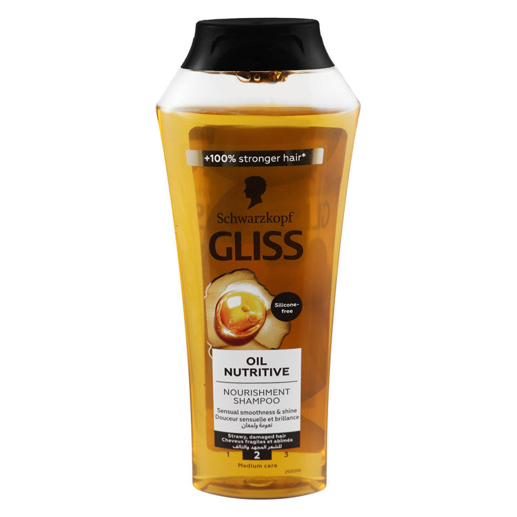 Schwarzkopf Gliss Oil Nutritive Nourishing, Smoothing & Shining Shampoo for Strawy & Damaged Hair - silicone free, animal testing free