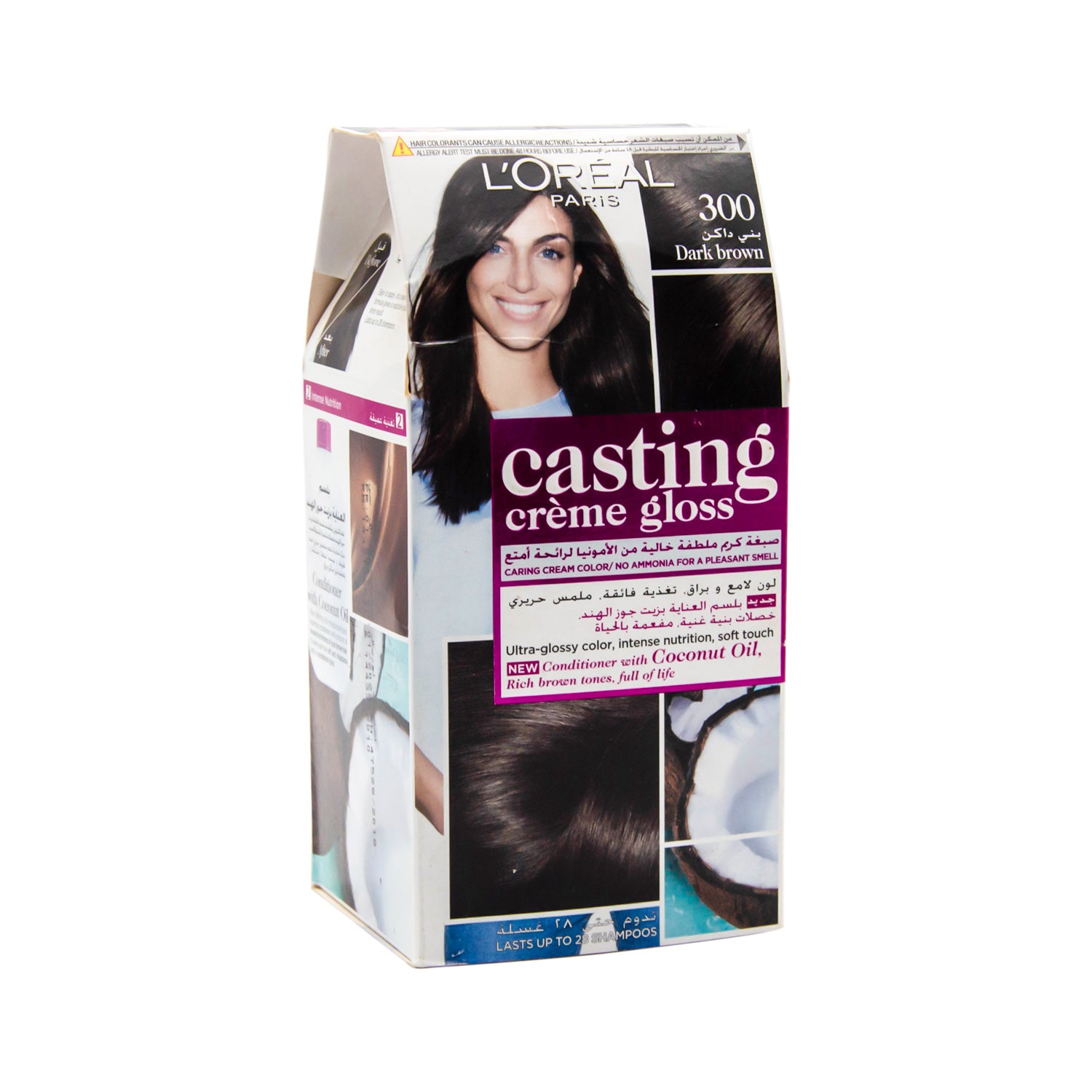 صبغة شعر لوريال كاستينج كريم جلوس مع بلسم العسل، بني داكن 300 - خالية من الأمونيا