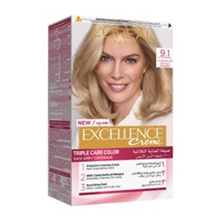 L'Oreal Excellence Triple Care Hair Color Cream Very Light Ash Blonde 9.1
