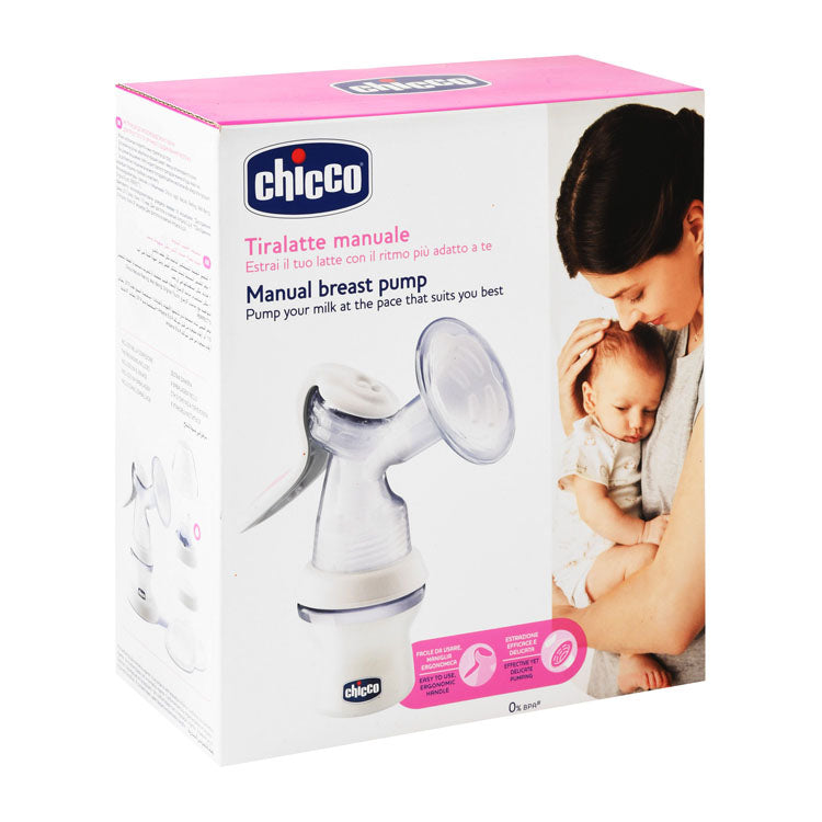 شفاط ثدي يدوي من شيكو باللونين الزهري والأبيض - خالٍ من مادة BPA