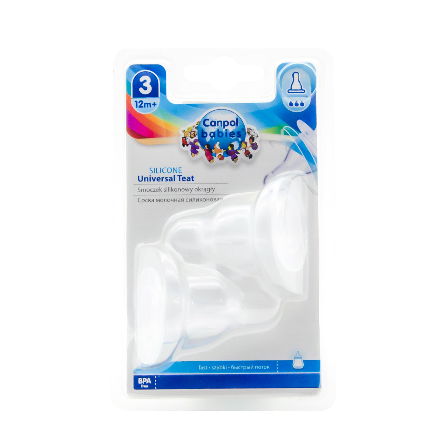 Canpol Babies Universal Fast Flow Silicone Teats Stage 3 (12+ Months) - BPA free