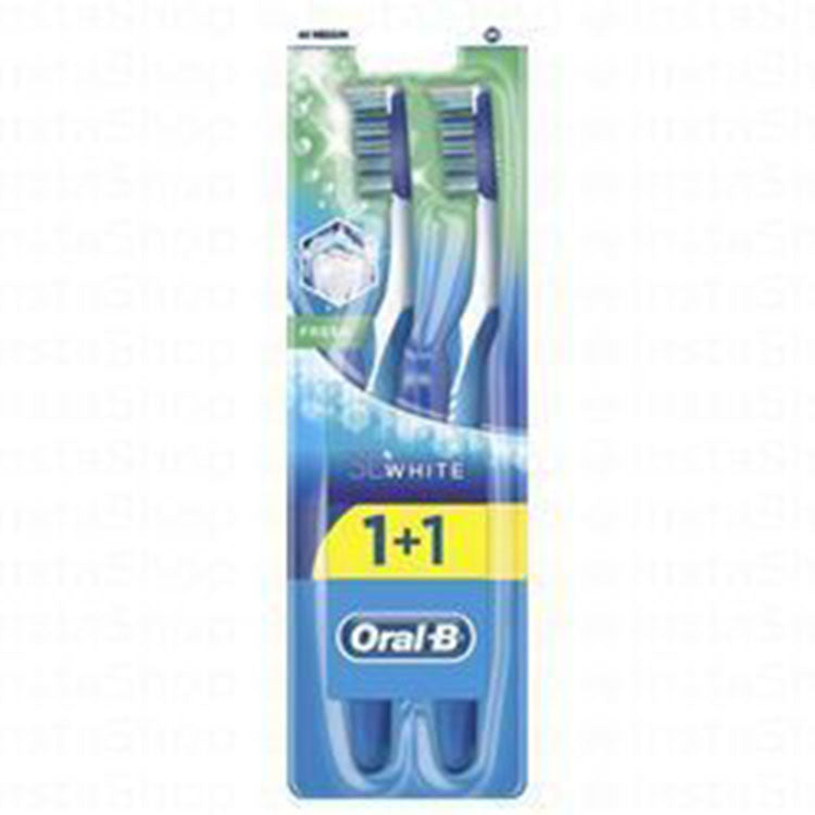 Oral-B 3D White Fresh Blue Medium Toothbrushes (1+1 Free)