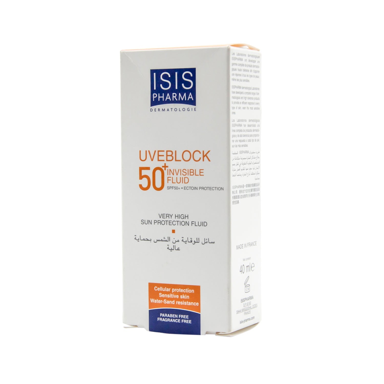 واقي الشمس المقاوم للماء وغير المرئي للوجه والجسم من إيسيس فارما يوف بلوك للبشرة الحساسة بعامل حماية SPF50+ - خالٍ من العطور والبارابين