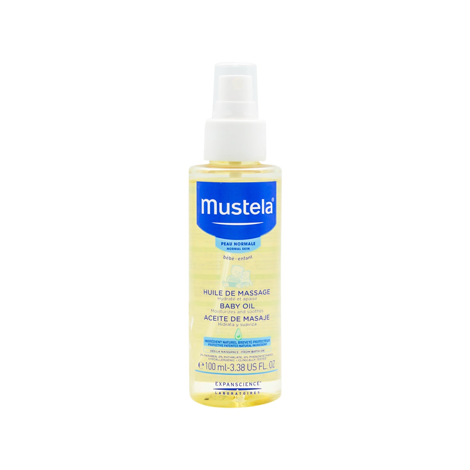 Mustela Huile De Massage Baby Oil with Avocado Oil for Normal Skin (0+ Months) - animal ingredients free