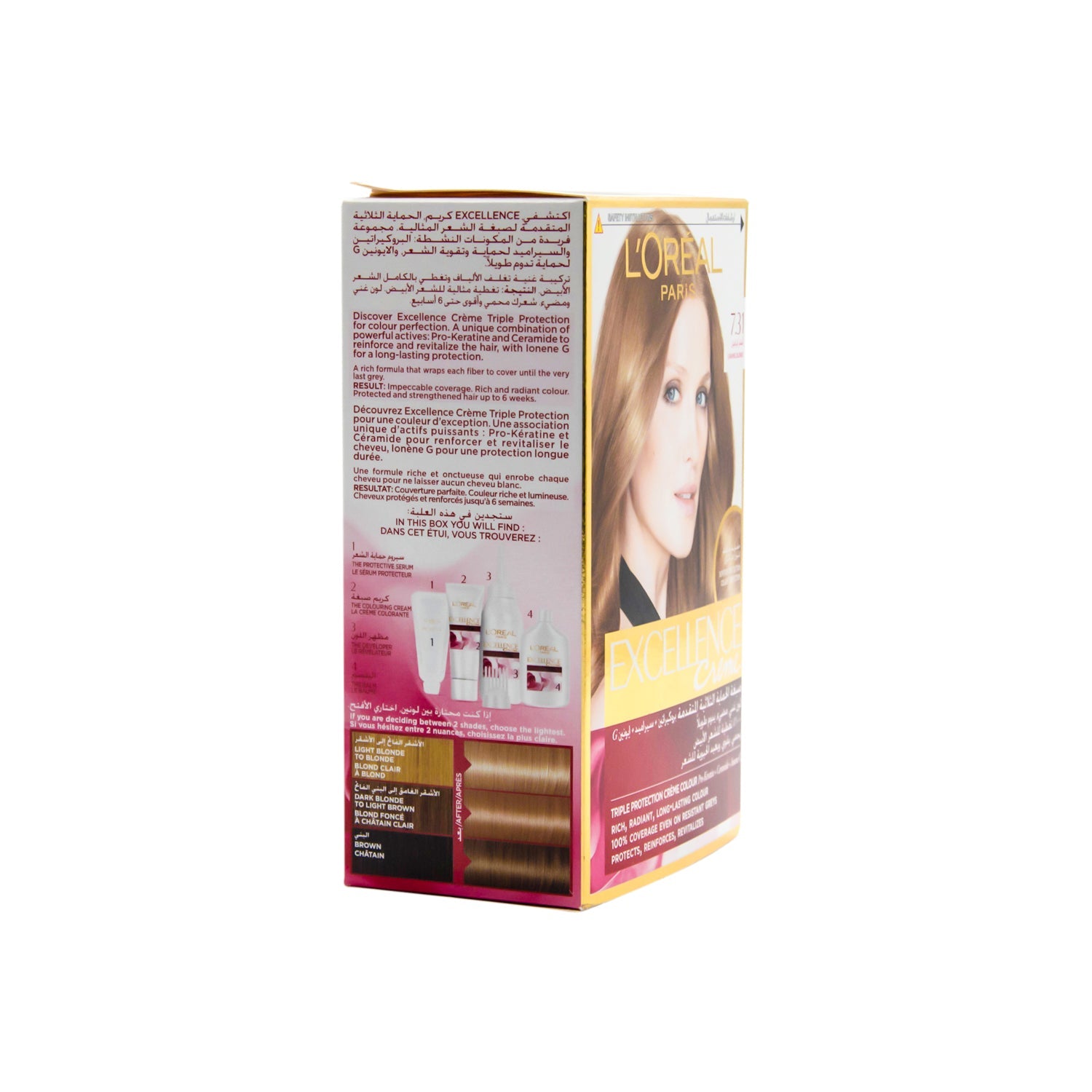 L'Oreal Excellence Triple Care Hair Color Cream Caramel Blonde 7.31