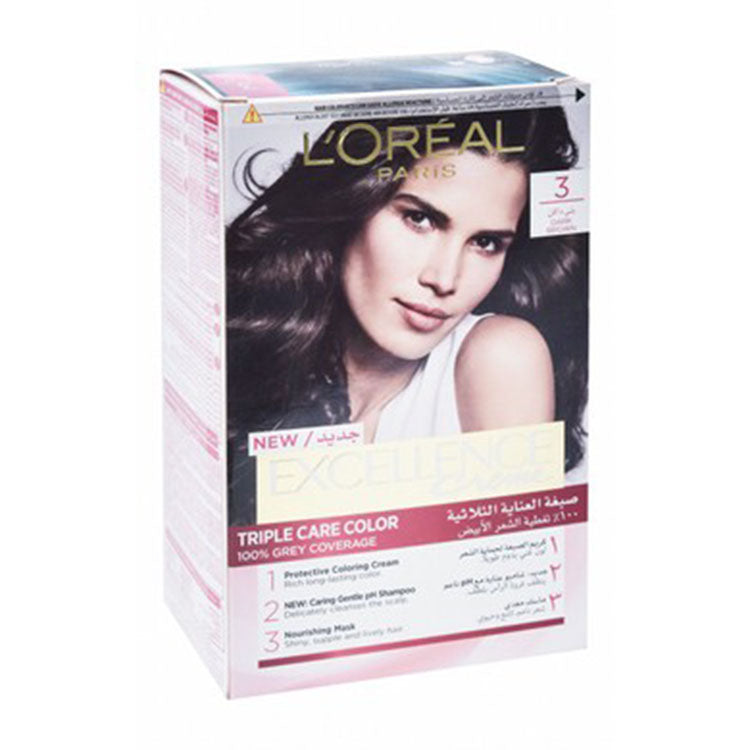 L'Oreal Excellence Triple Care Hair Color Cream Dark Brown 3
