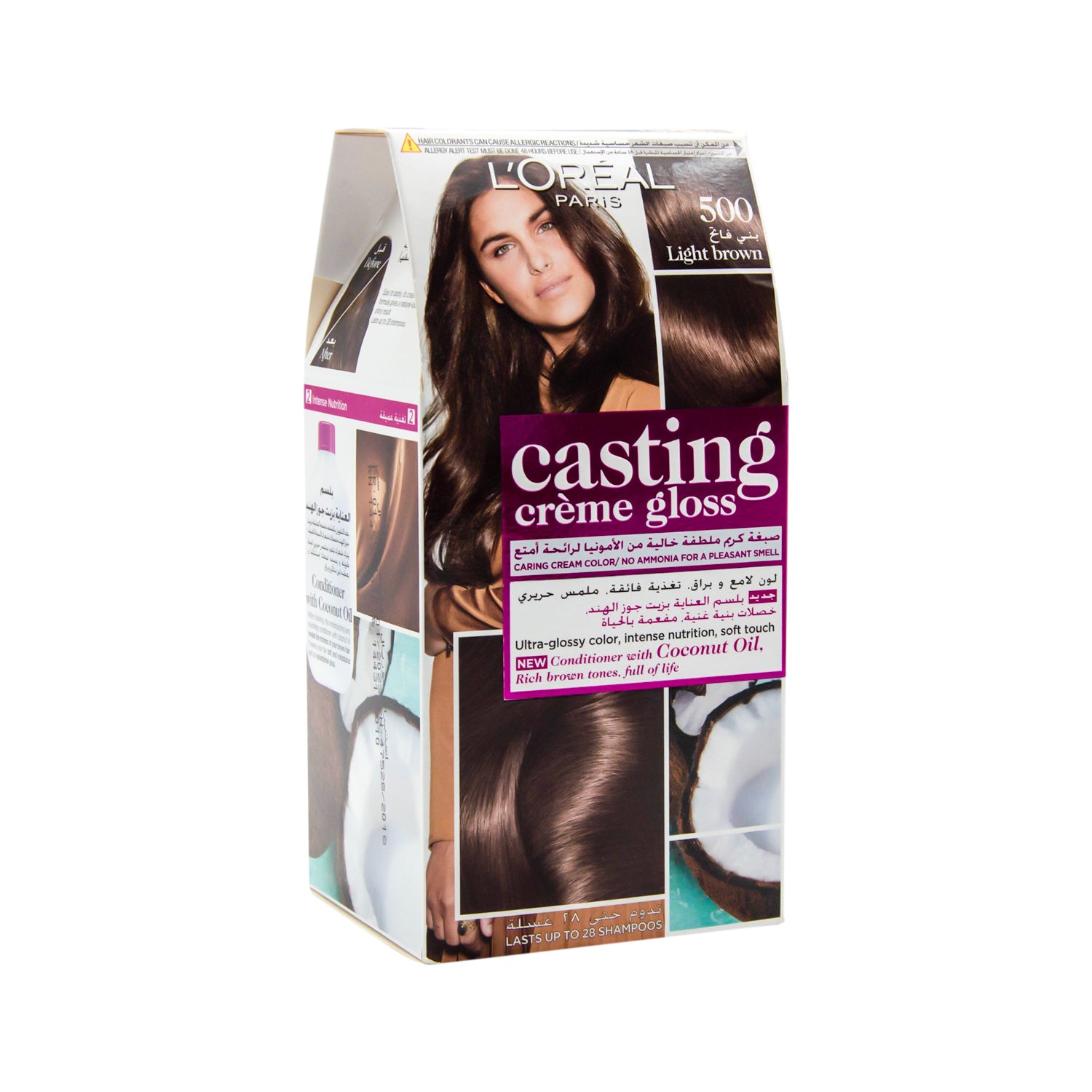 صبغة شعر لوريال كاستينج كريم جلوس مع بلسم العسل، بني فاتح 500 - خالية من الأمونيا