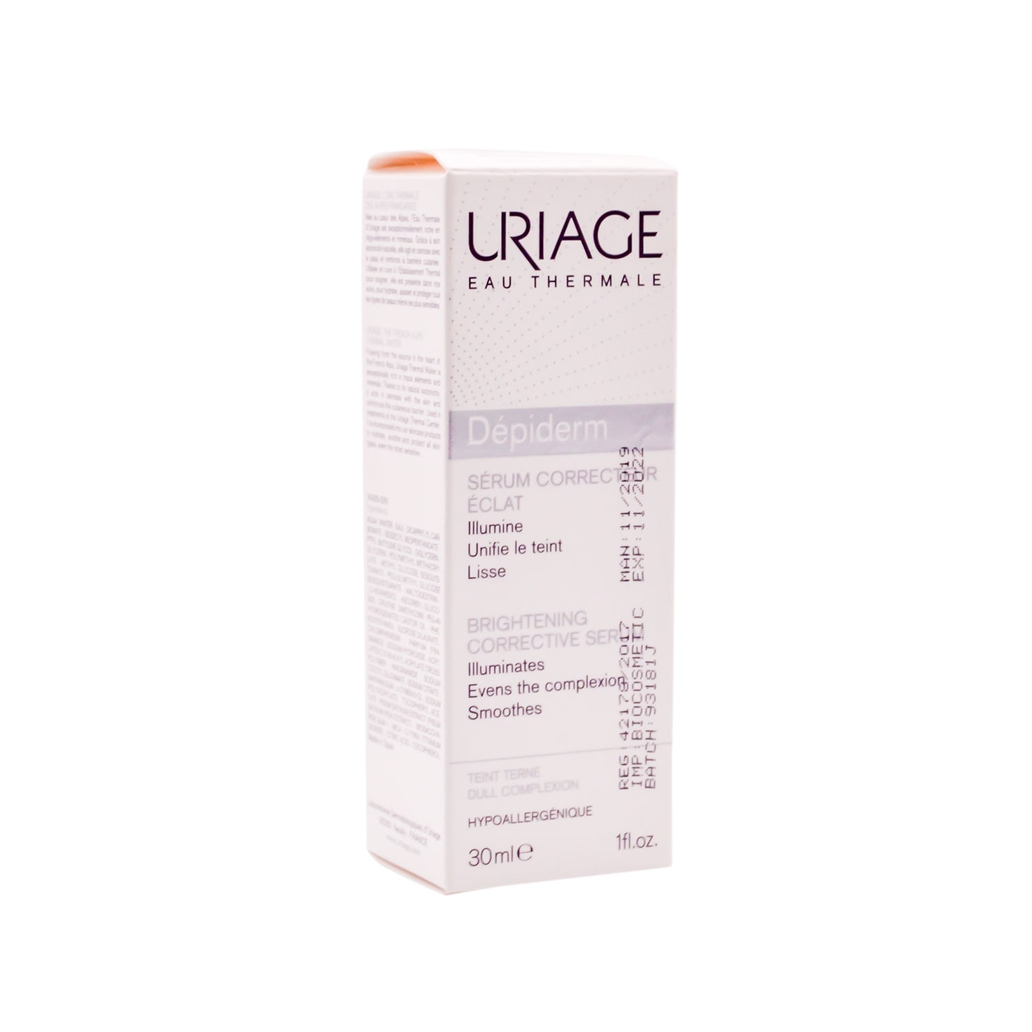 Uriage Eau Thermale Depiderm Hypoallergenic Brightening, Illuminating & Smoothening Corrective Facial Serum for Dull Skin