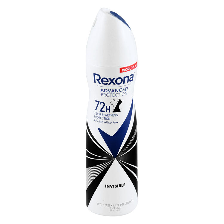 Rexona Advanced Protection Invisible Anti-Stain & Antiperspirant 72H Deodorant Spray for Women - alcohol free