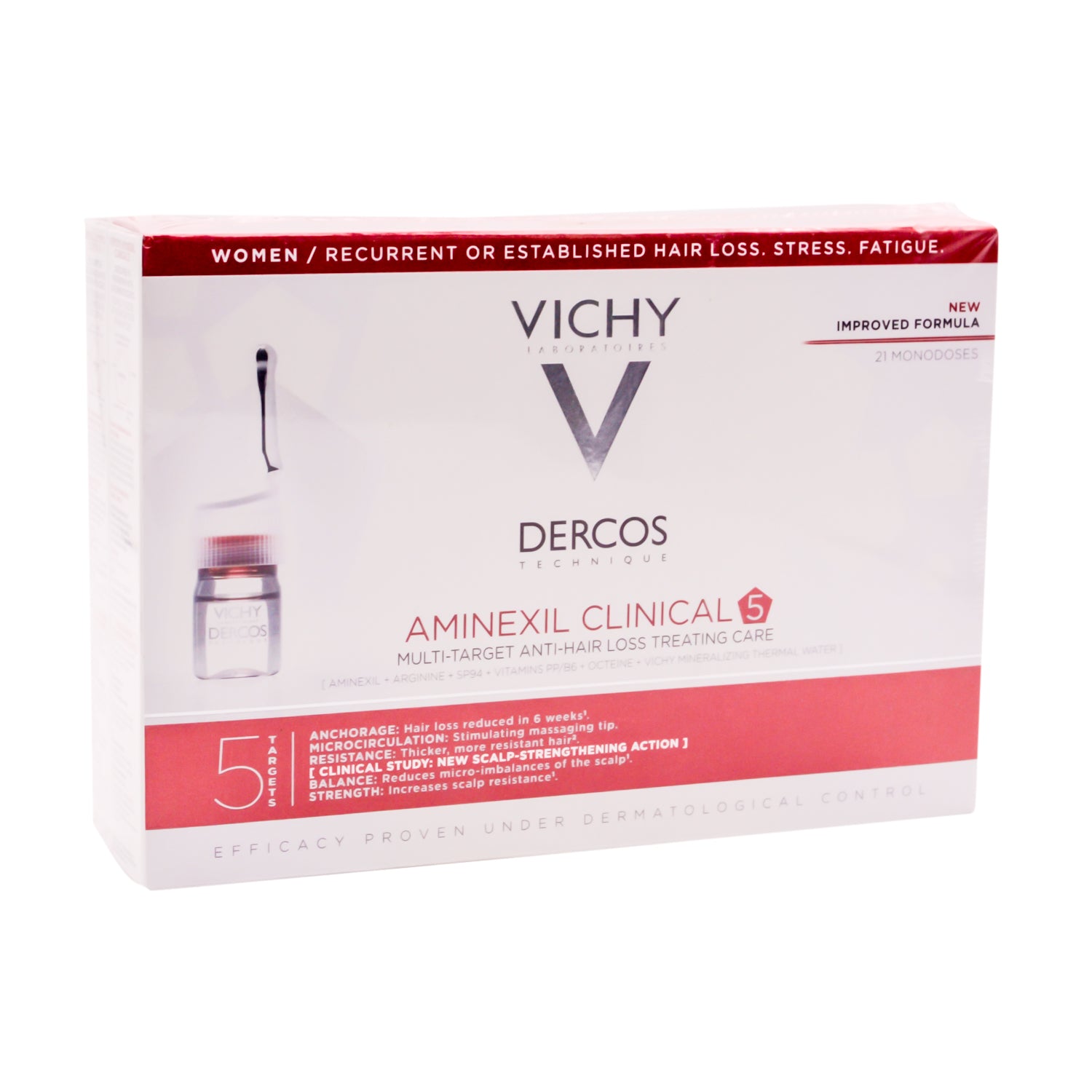 Vichy Dercos Aminexil Clinical 5 Hypoallergenic Non-Greasy Anti-Hair Loss Treatment for Women with Sensitive Scalp
