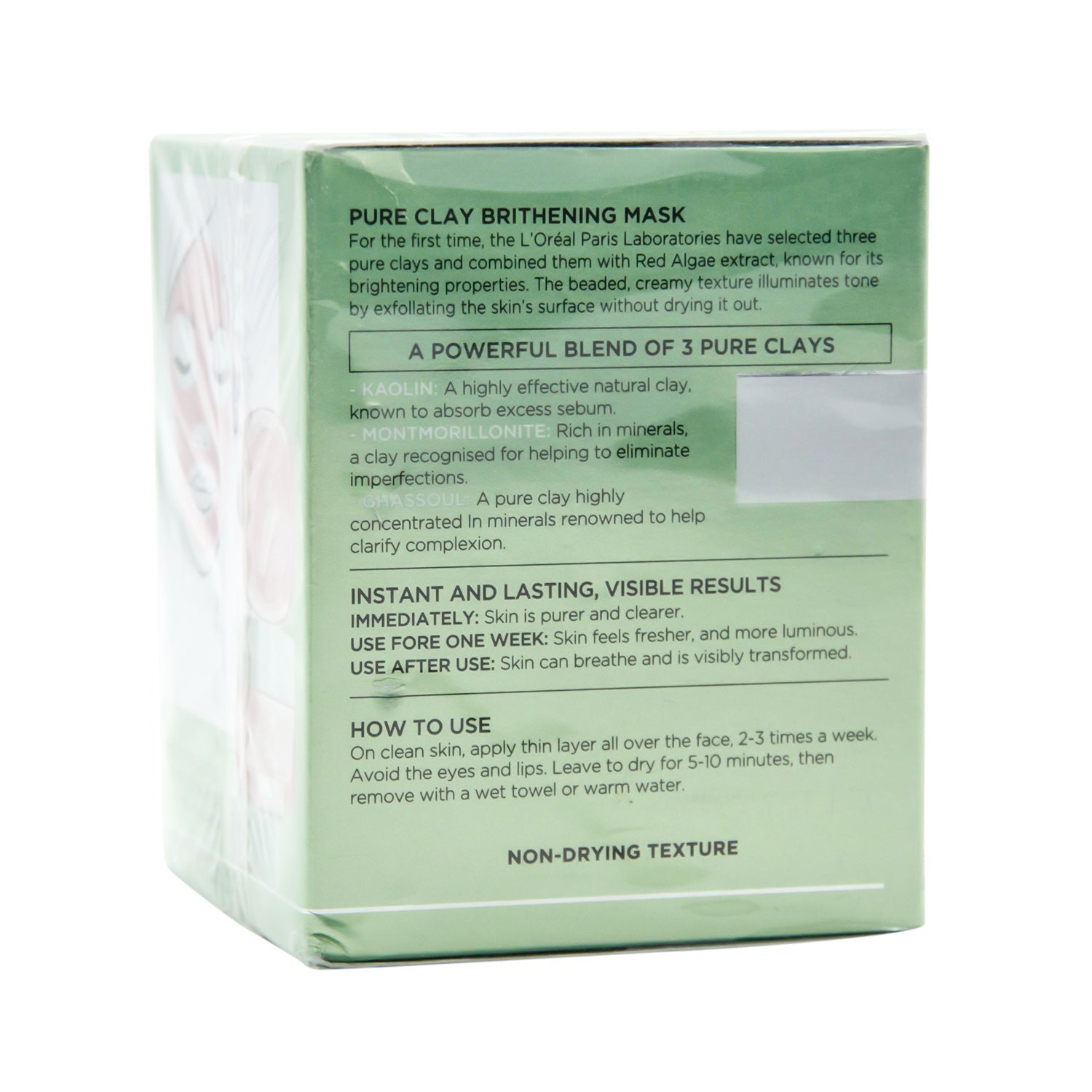 L'Oreal Skin Expert Exfoliating & Brightening Pure Clay Wash-Off Face Mask with Red Algae