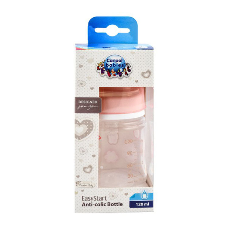 Canpol Babies Peach 120ml Anti-Colic Nursing Bottle (0+ Months) - BPA free