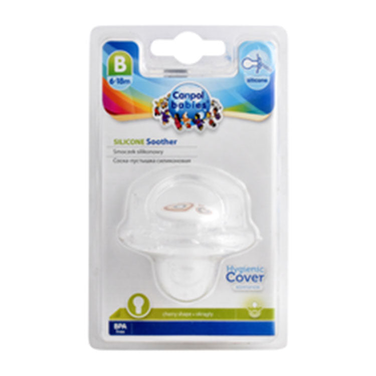 Canpol Babies White Silicone Soother with Cover Stage 2 (6-18 Months) - BPA free