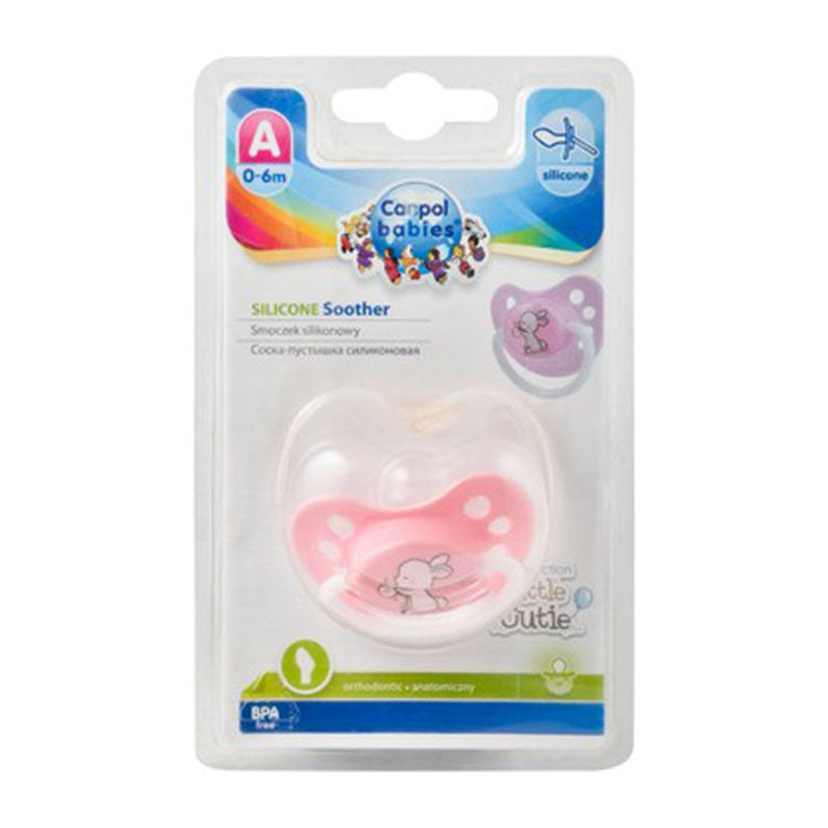 Canpol Babies Pink Orthodontic Silicone Soother Grade A (0-6 Months) - BPA free