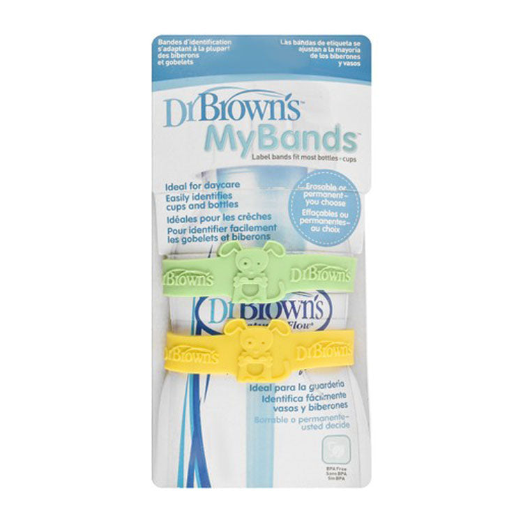 Dr. Brown's MyBands Green & Yellow Baby Bottle & Cup Bands - BPA free 2 per pack