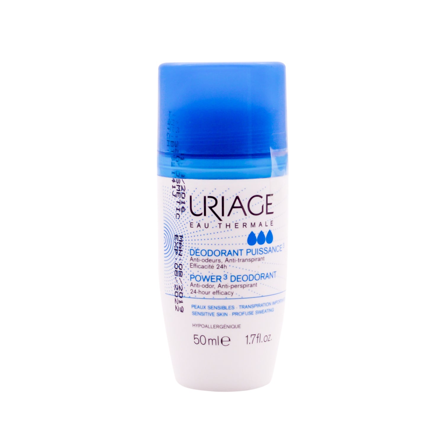 Uriage Eau Thermale Hypoallergenic Power 3 Antiperspirant Roll-On Deodorant for Sensitive Skin