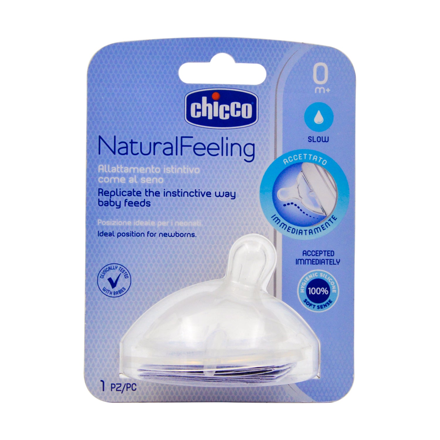 Chicco Slow Flow Silicone Feeding Nipple (0+ Months)