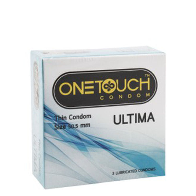 One Touch Ultima Lubricated 50.5mm Thin Latex Condoms 3 per pack