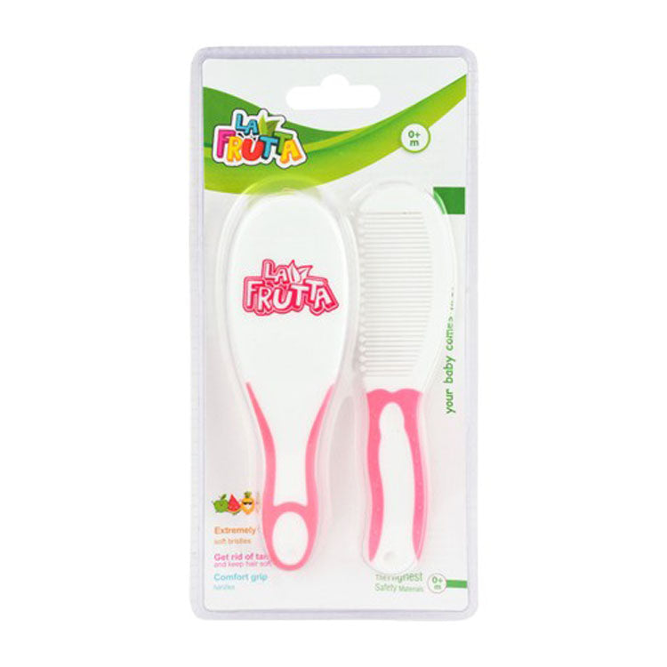 La Frutta White & Pink Hairbrush & Comb (0+ Months)