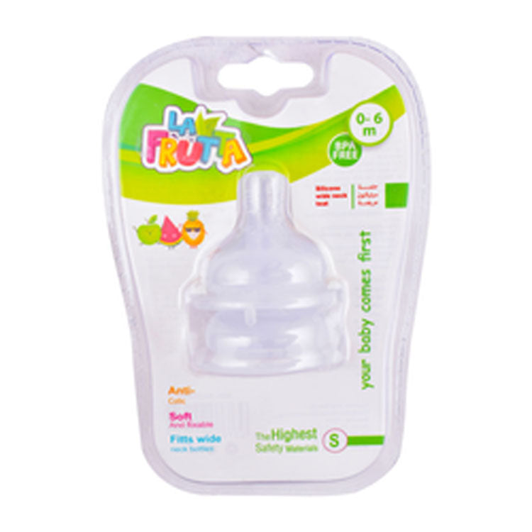 La Frutta Small Wide Neck Anti-Colic Silicone Teats (0-6 Months) - BPA free