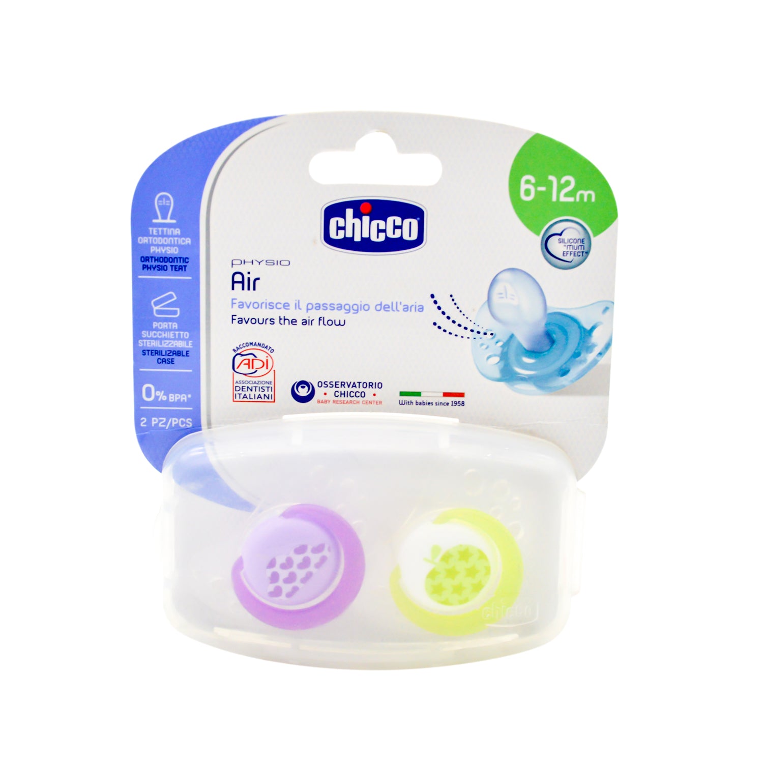 Chicco Physio Soft Blue Silicone Orthodontic Soother (6-16 Months) - BPA free