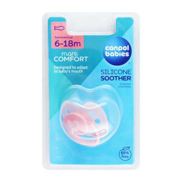 Canpol Babies Pink Symmetrical Silicone Soother Stage 2 (6-18 Months) - BPA free