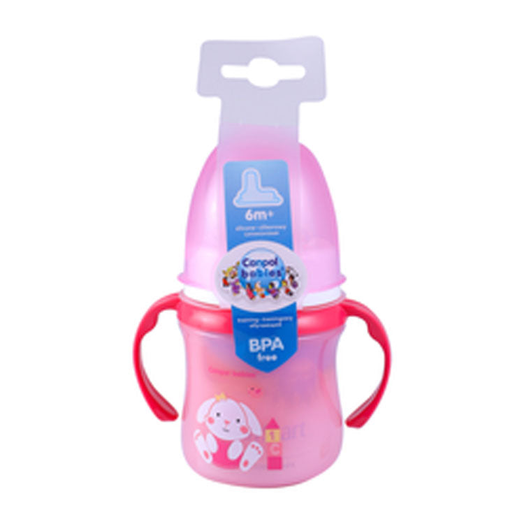 Canpol Babies Pink 120ml Training Bottle (6+ Months) - BPA free