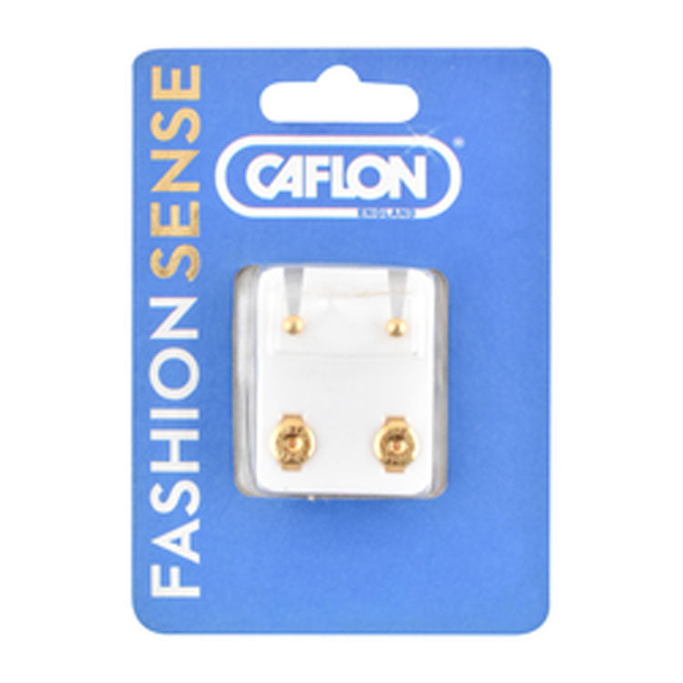 Caflon Fashion Sense Sterile Round Gold Stud Earrings for Sensitive Ears