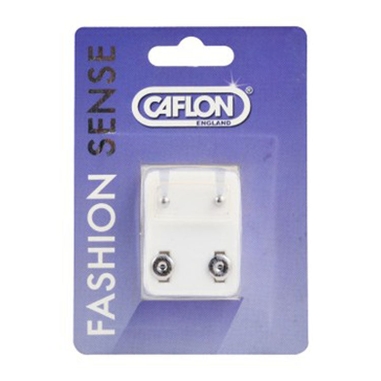 Caflon Fashion Sense Sterile Silver Round Stud Earrings for Sensitive Ears