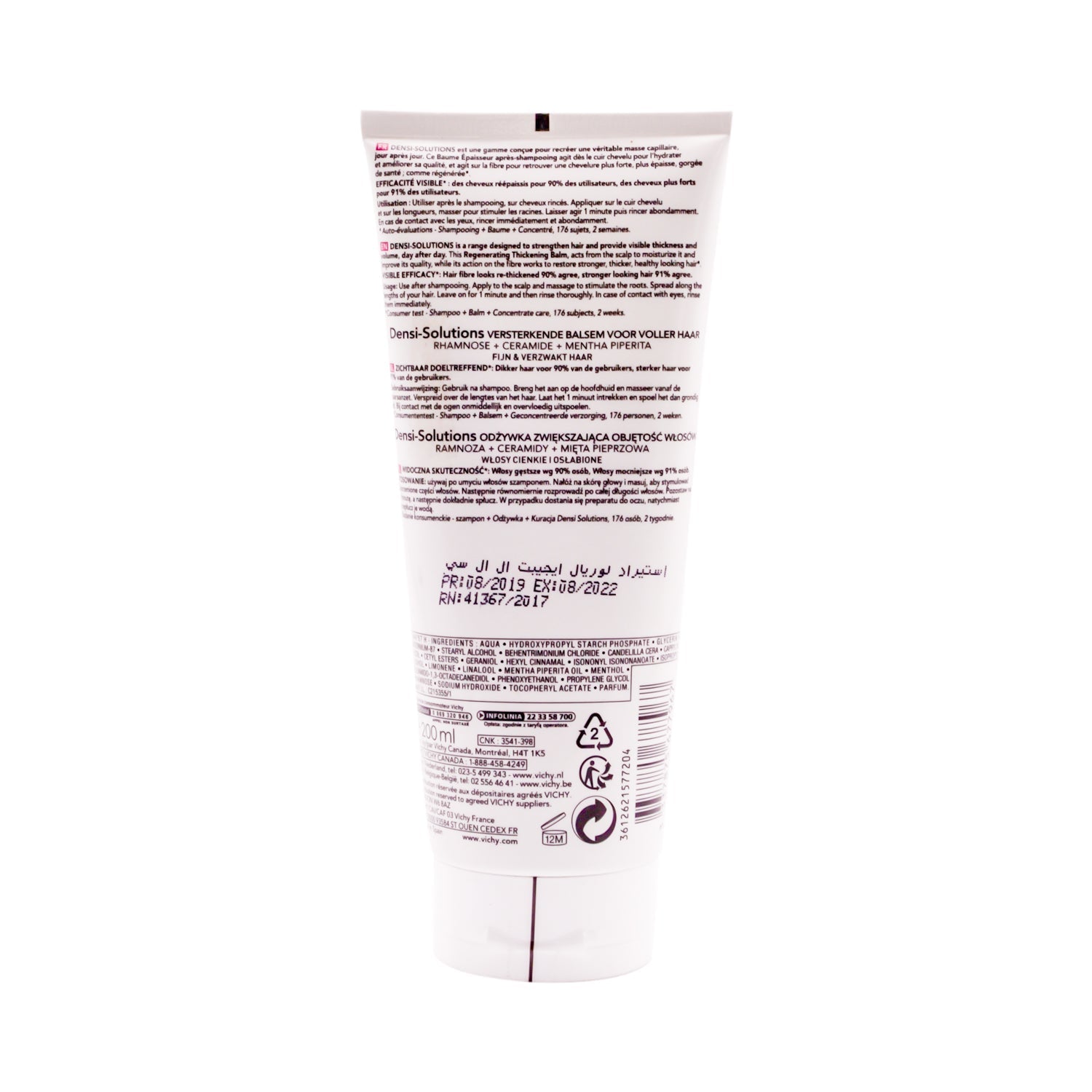 Vichy Dercos Densi-Solutions Restoring & Thickening Hair Balm with Rhamnose, Ceramide & Peppermint Oil for Sensitive Scalp